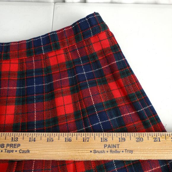 70s VTG Pendleton Red Blue Tartan Pleat Plaid Maxi Skirt 16 USA Americana Preppy - Picture 9 of 12